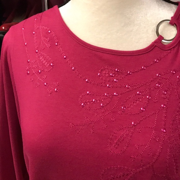 Allison Daley pink 3/4 length top petite small - Picture 2 of 5